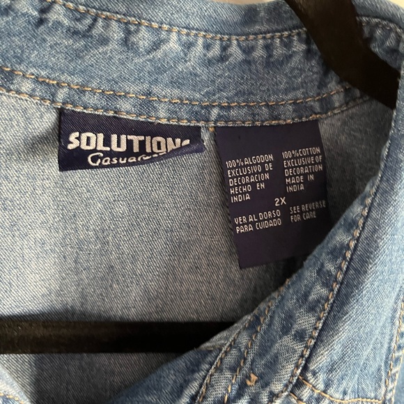 Vintage Christmas Embroidered Denim Button Down Shirt/Blouse L/XL - Picture 4 of 10